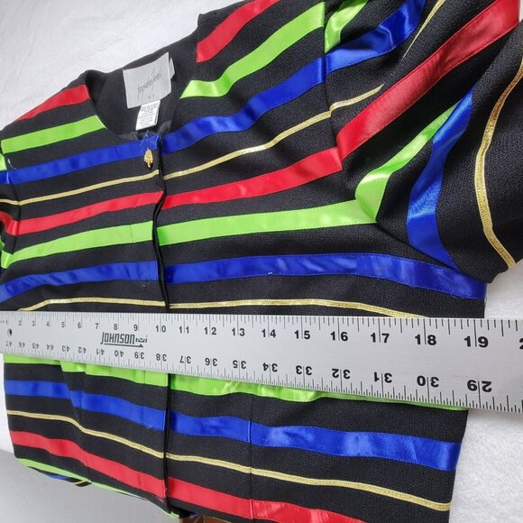 Jacqueline Ferrar Women's Striped Pattern Button Front Crop Jacket Multicolor 8 - Picture 7 of 8